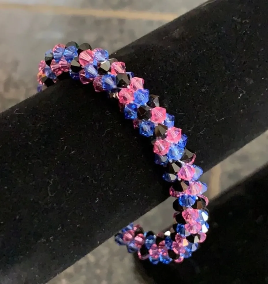 Swarovski crystal crocheted bracelet