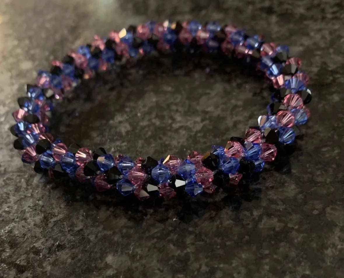 Swarovski crystal crocheted bracelet