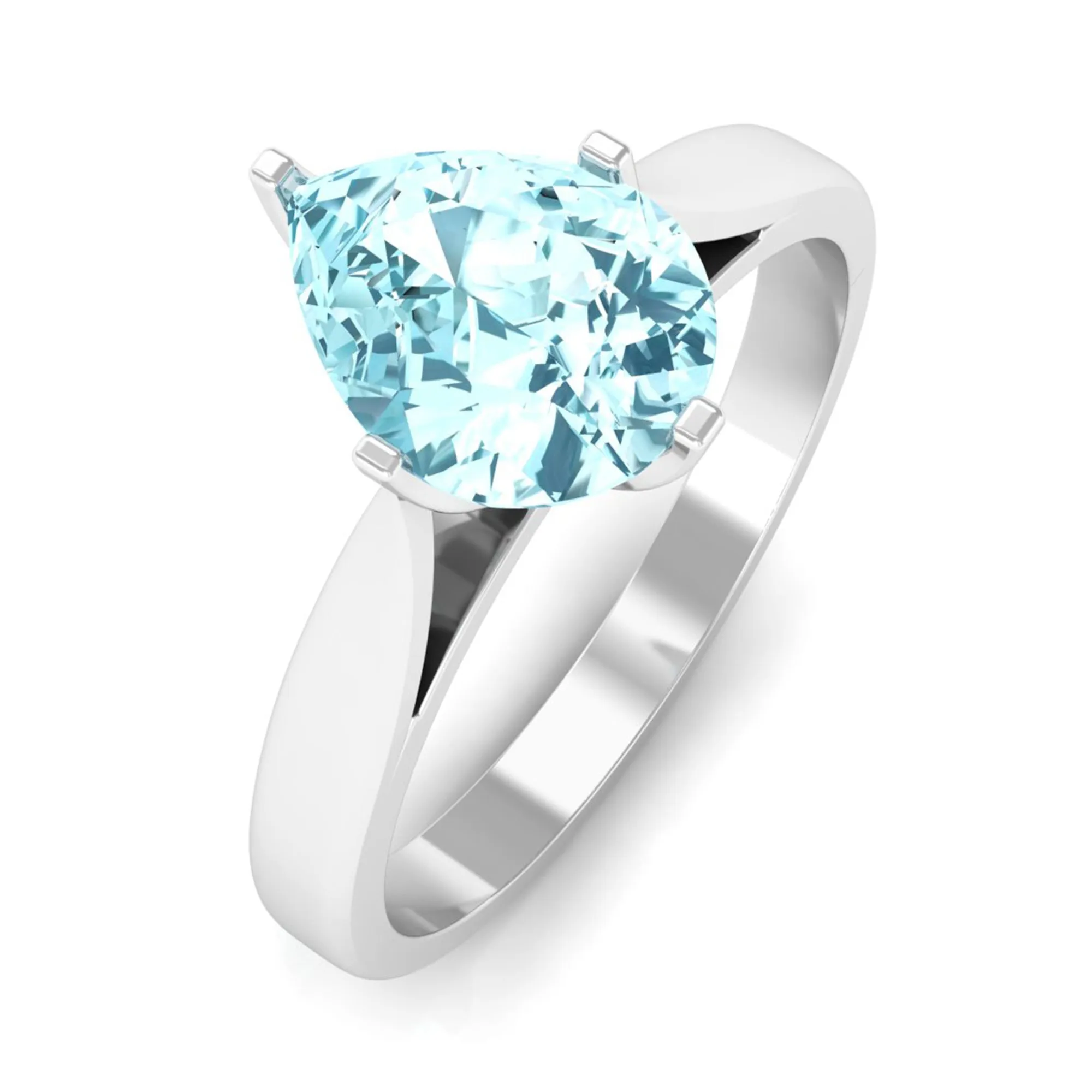 Teardrop Solitaire Ring with Aquamarine