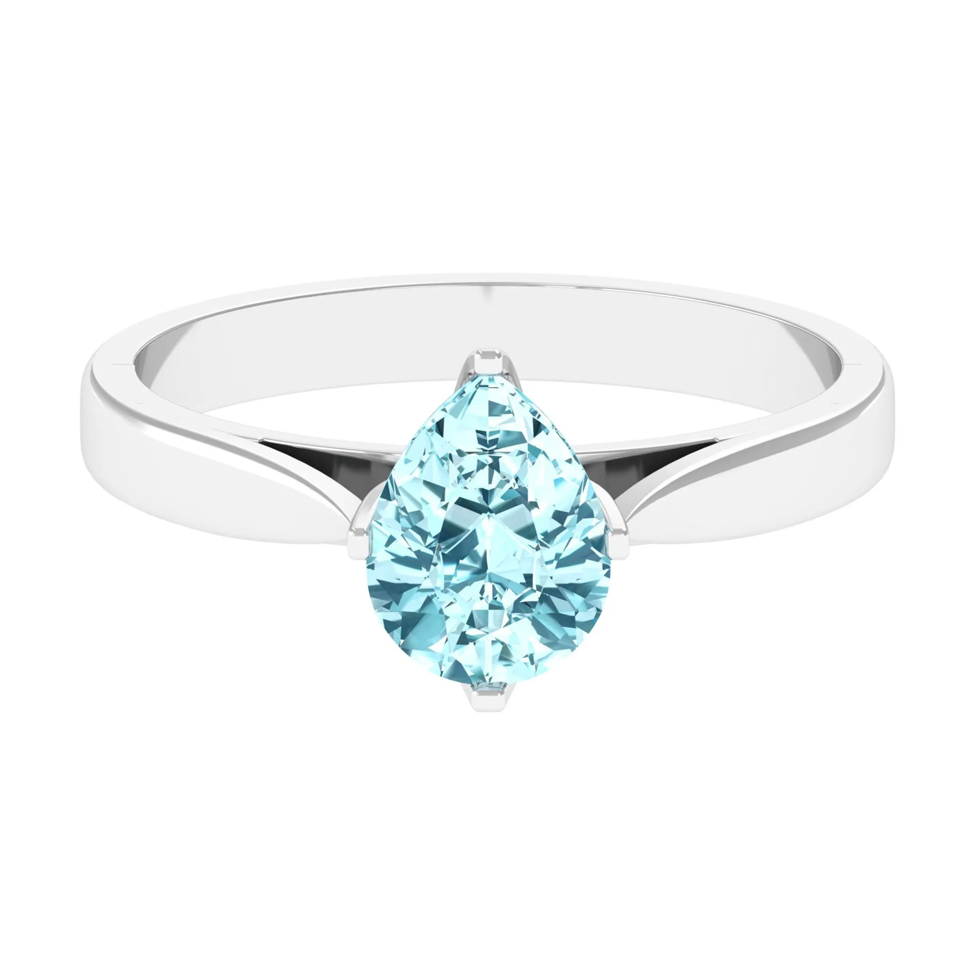 Teardrop Solitaire Ring with Aquamarine