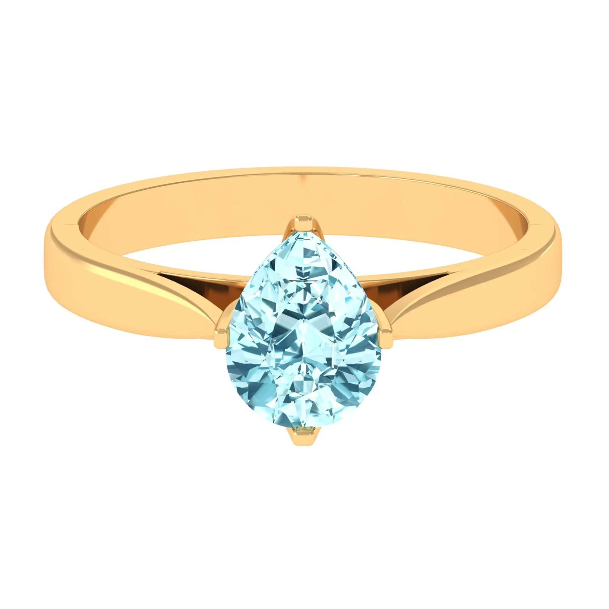 Teardrop Solitaire Ring with Aquamarine