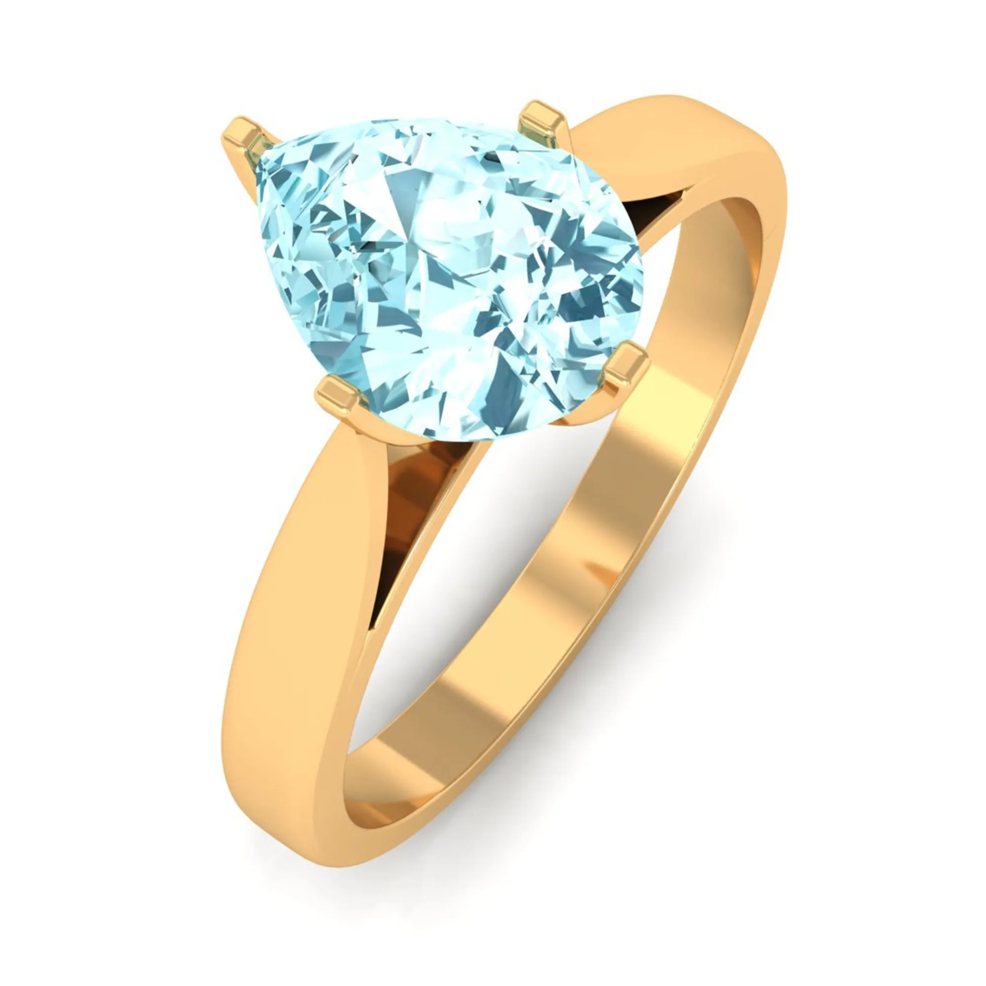 Teardrop Solitaire Ring with Aquamarine