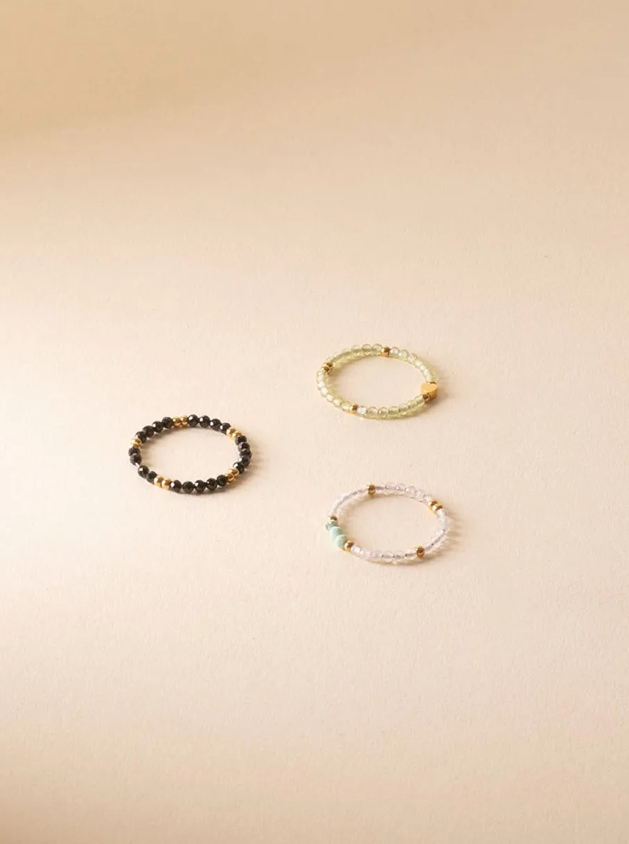 Tender-Heart Peridot Beaded Ring (Green)