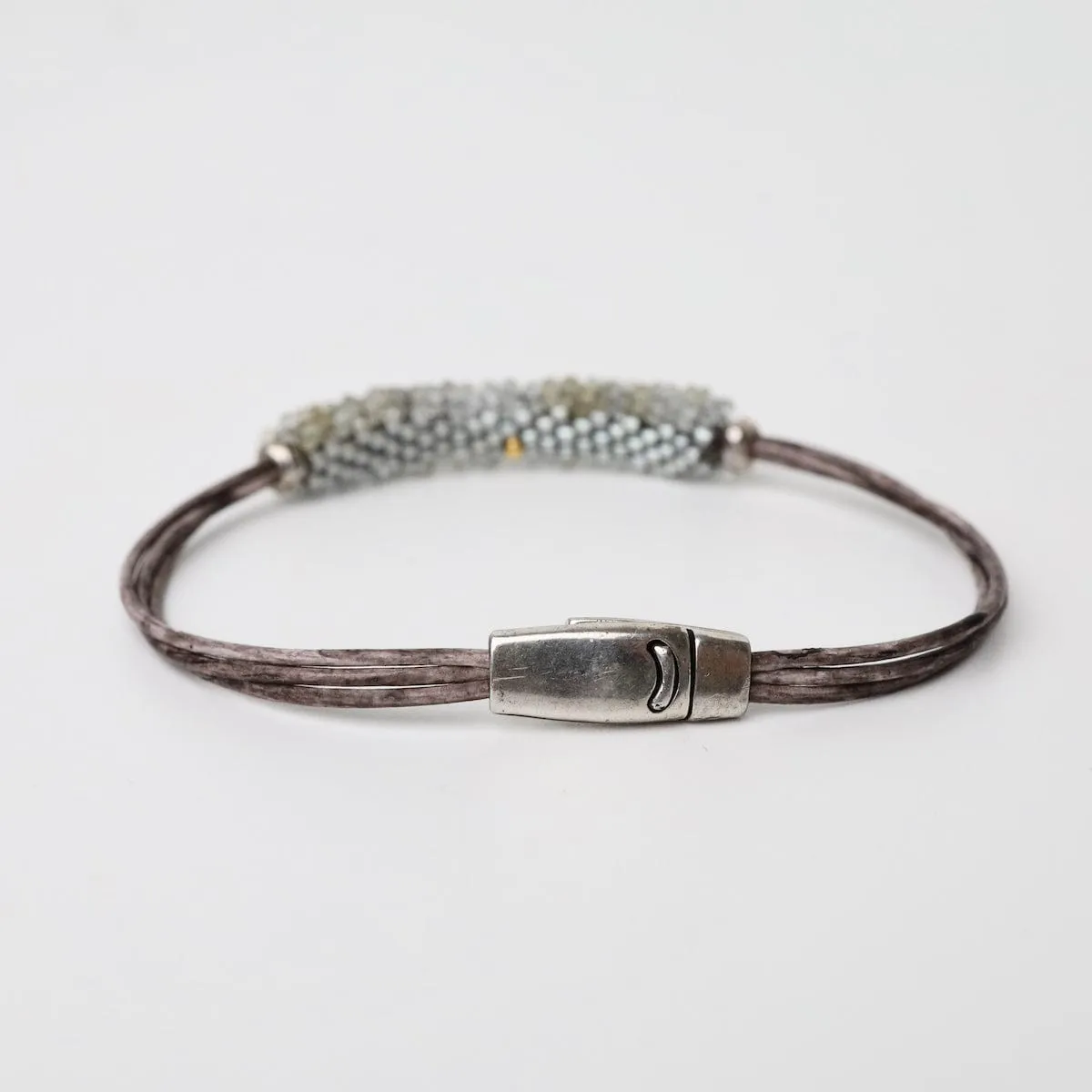 Tiny Moss Aquamarine Multi-Stand Leather Bracelet