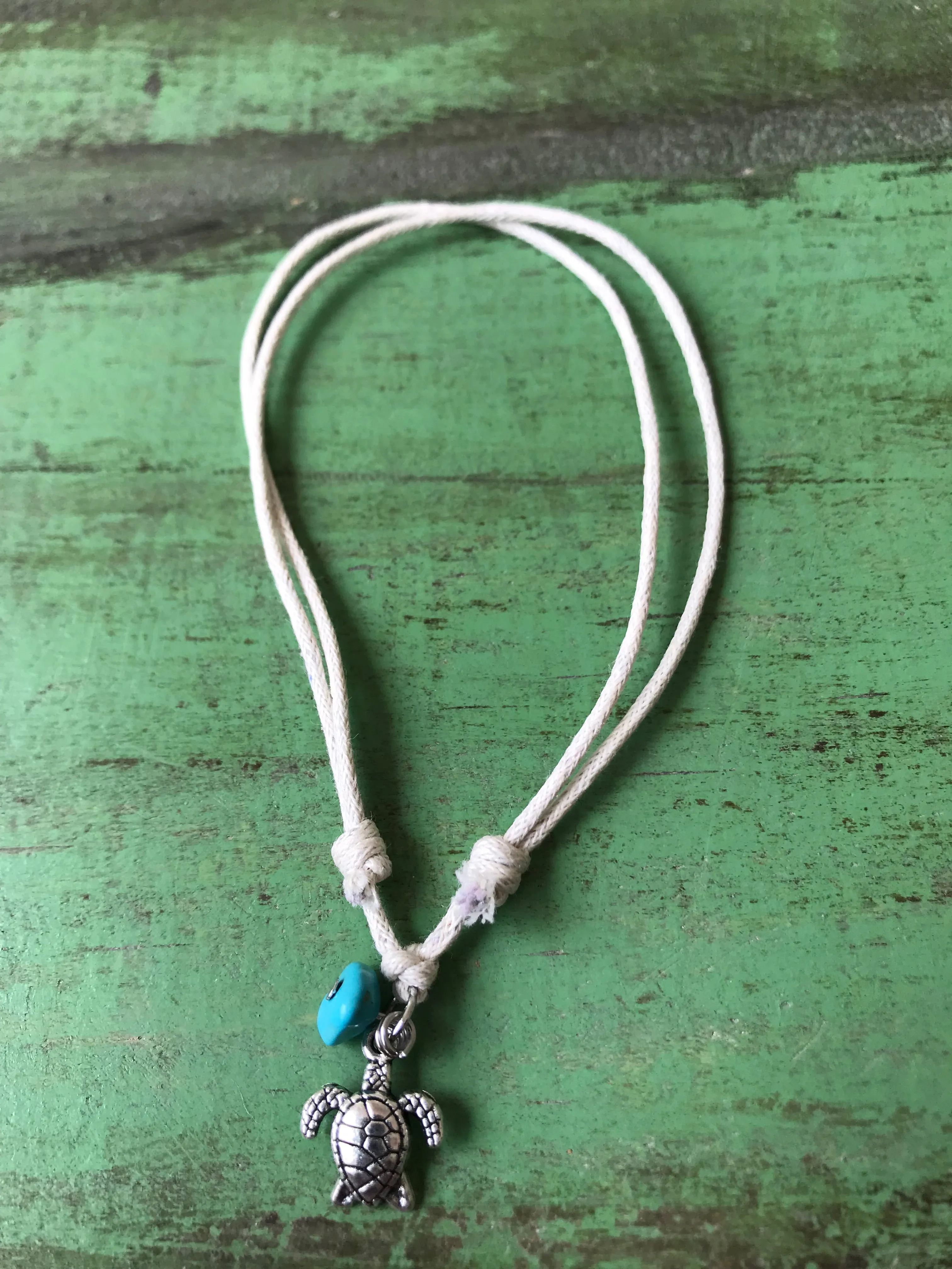 Turtle Cream Cord with Turquoise