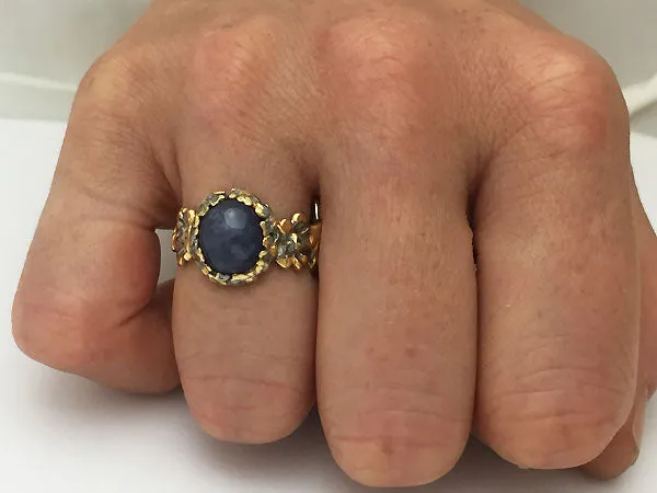 Two Toned Sterling Silver & Vermeil with Cabochon Kyanite and Peridot