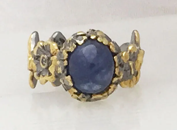 Two Toned Sterling Silver & Vermeil with Cabochon Kyanite and Peridot