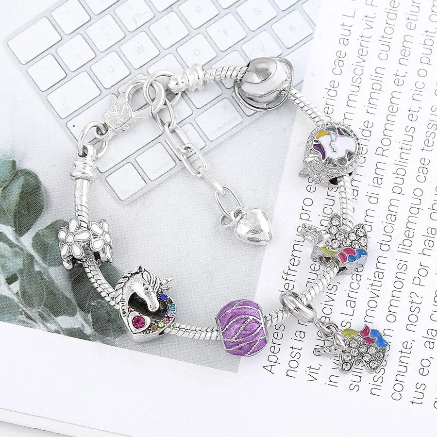 Unicorn Charm Bangle Bracelet