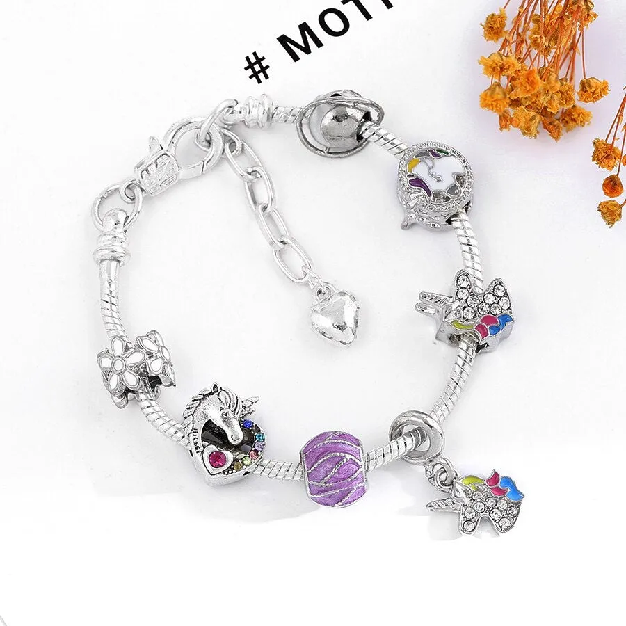 Unicorn Charm Bangle Bracelet