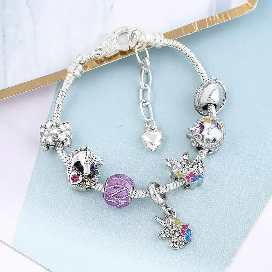 Unicorn Charm Bangle Bracelet