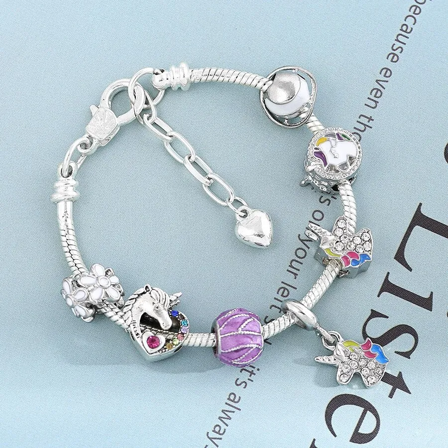 Unicorn Charm Bangle Bracelet
