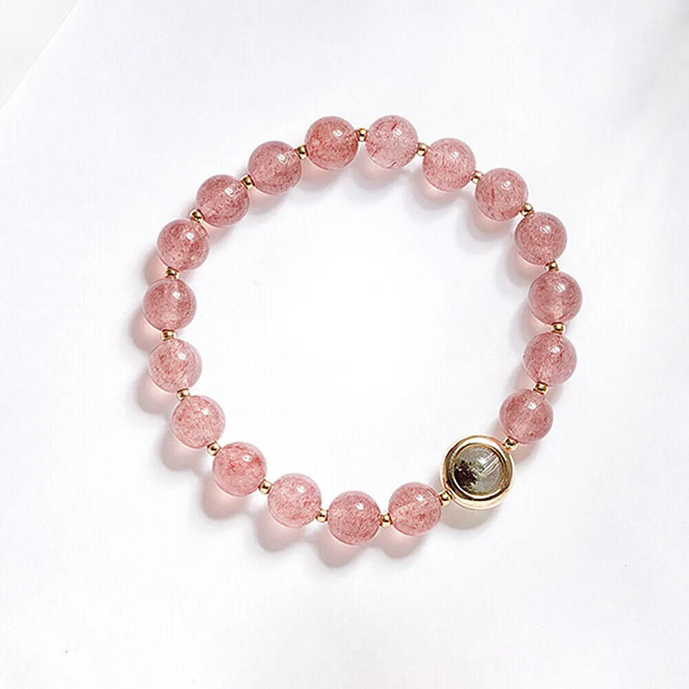 US 2 Pcs Set Mermaid Aura Crystal Glass Stretch Bracelet w/ 6 mm Moonstone Beads