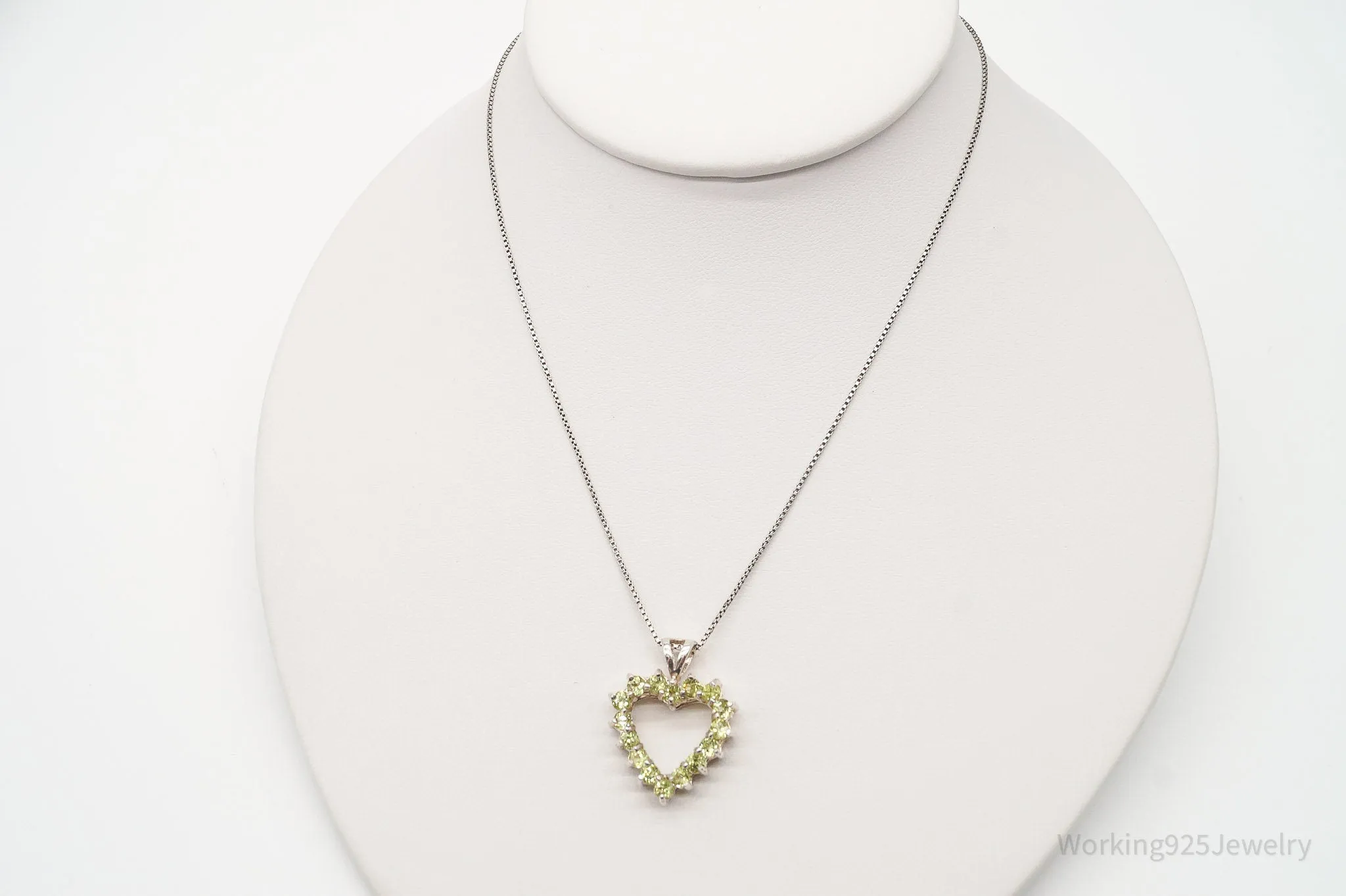 Vintage Designer DBJ Heart Peridot Sterling Silver Necklace