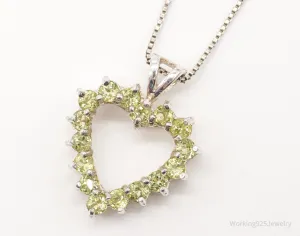 Vintage Designer DBJ Heart Peridot Sterling Silver Necklace