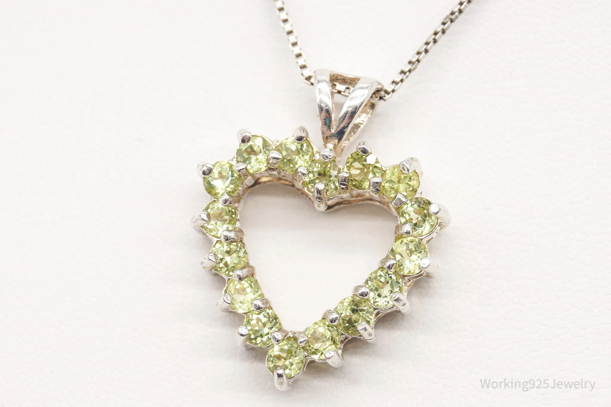 Vintage Designer DBJ Heart Peridot Sterling Silver Necklace