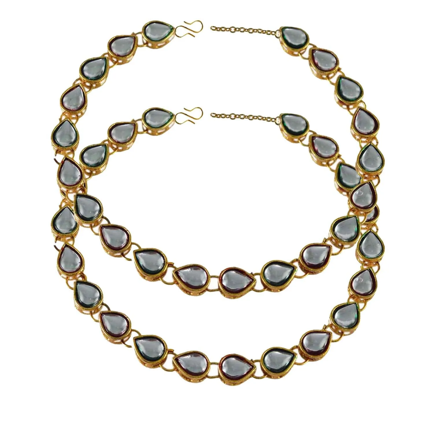 White  Stone Stud-Gold Platted Brass Anklet