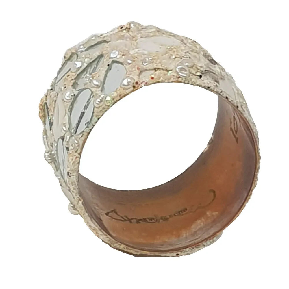 WIDE SILVER AND WHITE BANGLE