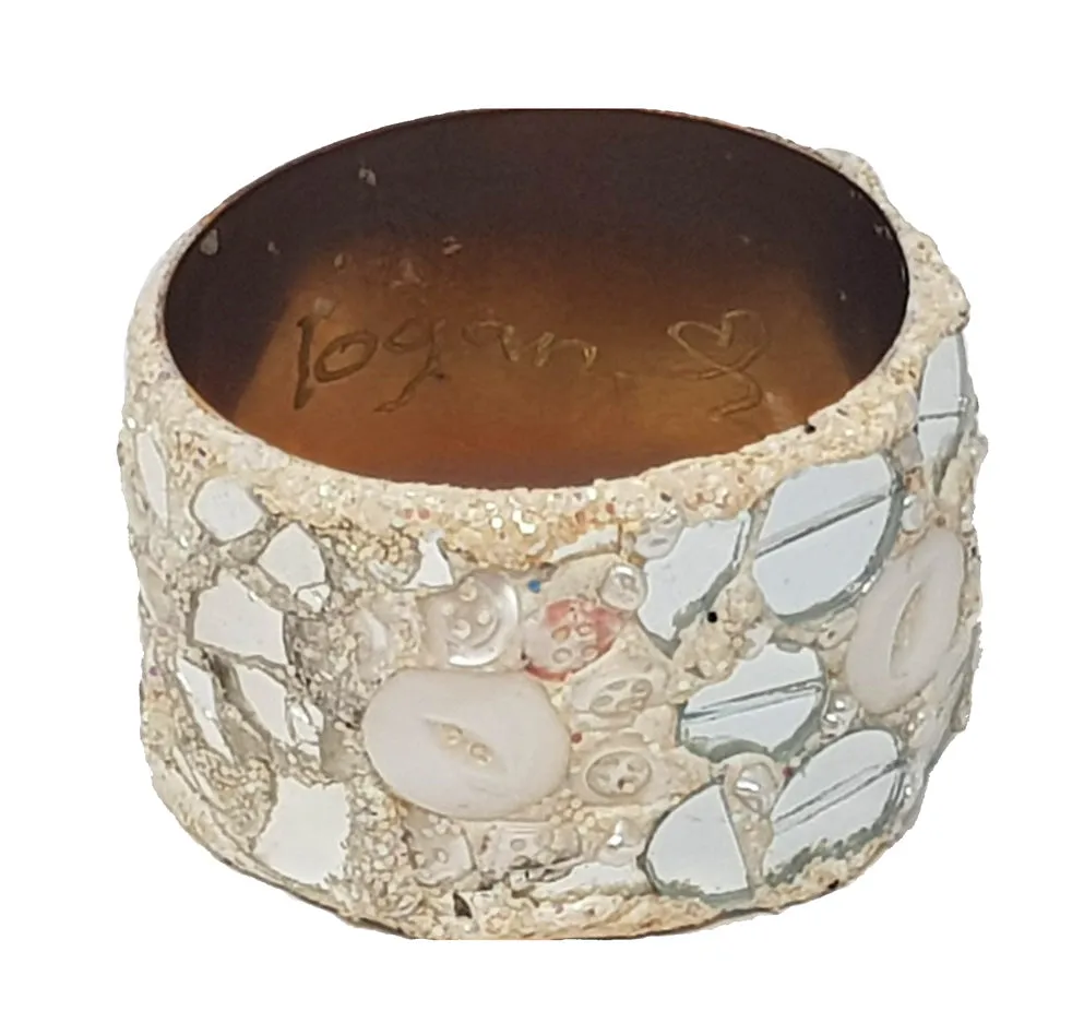 WIDE SILVER AND WHITE BANGLE