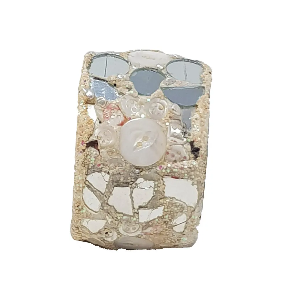 WIDE SILVER AND WHITE BANGLE