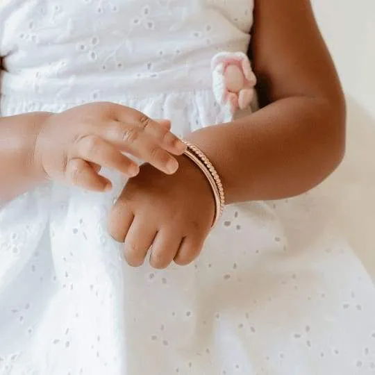 Woven Twisted Gold & Immeasurable Gold Baby Bangle Stack